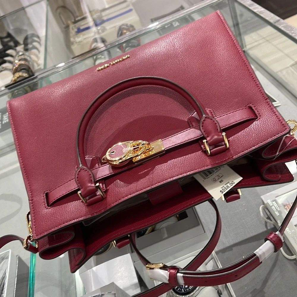 MICHAEL KORS HAMILTON MEDIUM SATCHEL DARK CHERRY COLOR
